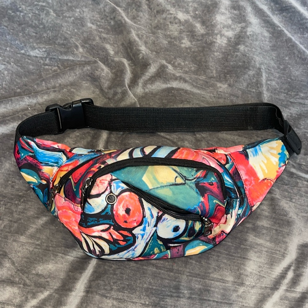 90’s Looking Multi-Colored Abstract Print Fanny P… - image 1